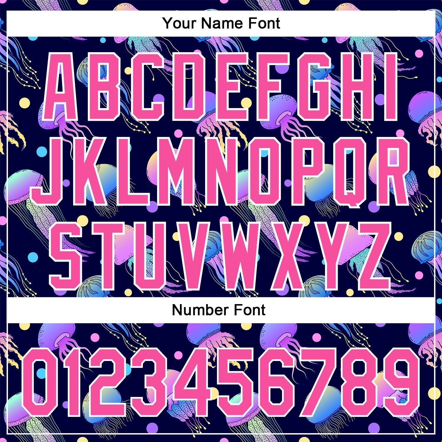 Custom Navy Pink-White 3D Pattern Design Colorful Cartoon Jellyfish Authentic Baseball Jersey baseball jersey product view 5