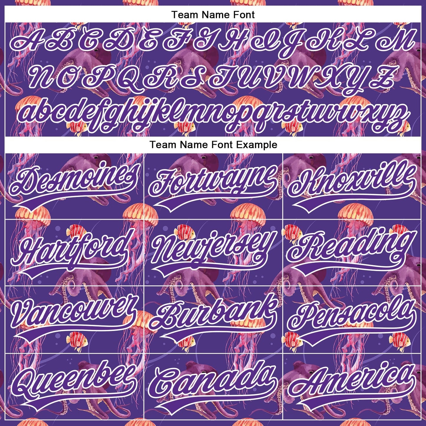 Custom Purple White 3D Pattern Design Jellyfish And Octopus Authentic Baseball Jersey baseball jersey product view 4