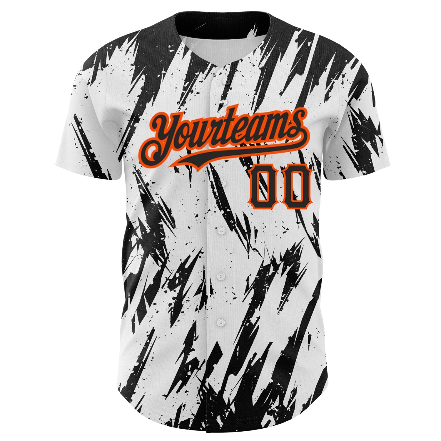 Custom White Black-Orange 3D Pattern Design Abstract Sharp Shape Authentic Baseball Jersey baseball jersey product view 2