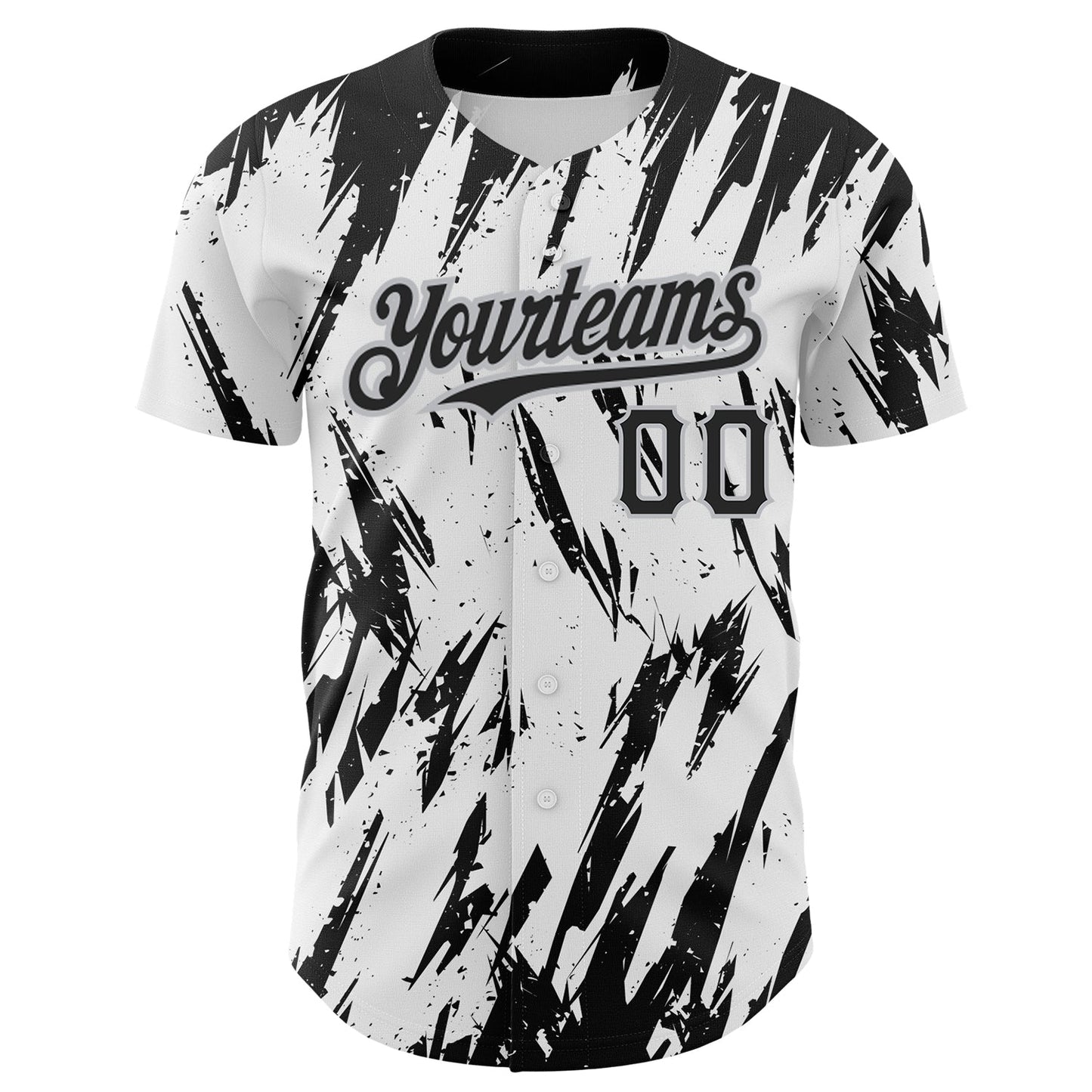 Custom White Black-Gray 3D Pattern Design Abstract Sharp Shape Authentic Baseball Jersey baseball jersey product view 2