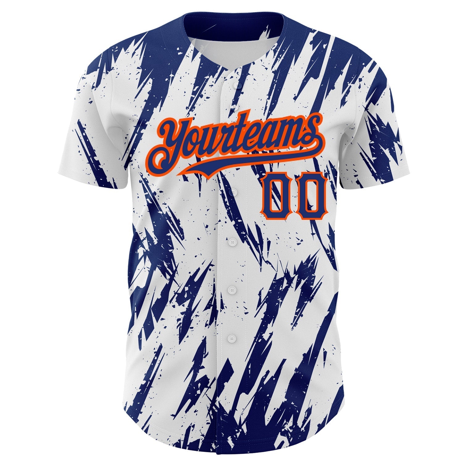 Custom White Royal-Orange 3D Pattern Design Abstract Sharp Shape Authentic Baseball Jersey baseball jersey product view 2