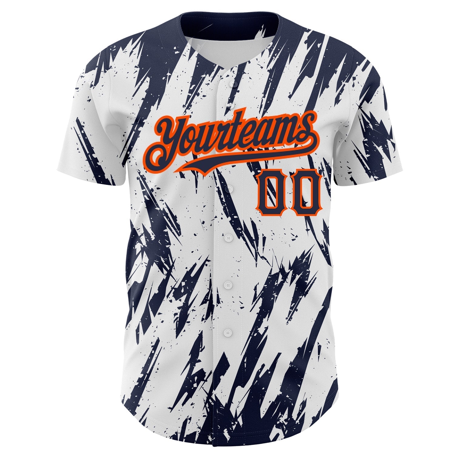 Custom White Navy-Orange 3D Pattern Design Abstract Sharp Shape Authentic Baseball Jersey baseball jersey product view 2