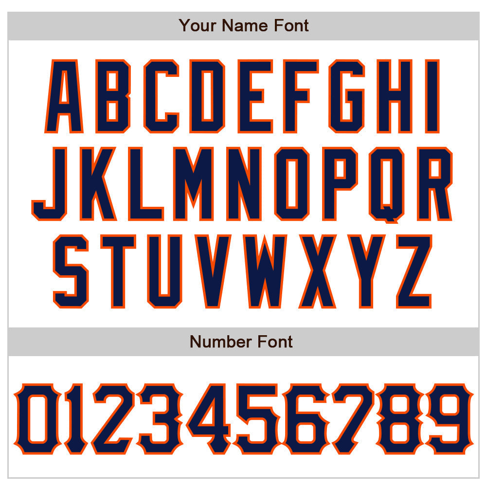 Custom White Navy-Orange 3D Pattern Design Abstract Sharp Shape Authentic Baseball Jersey baseball jersey product view 5