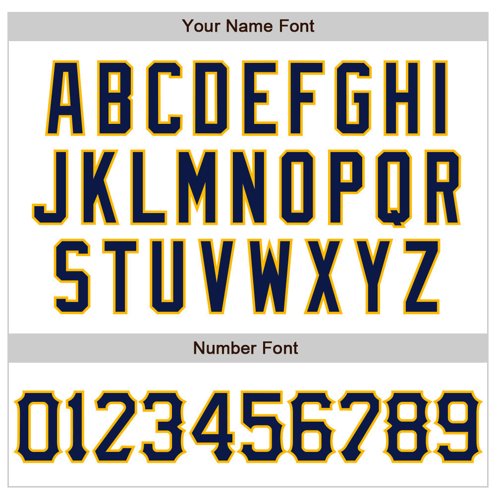 Custom White Navy-Gold 3D Pattern Design Abstract Sharp Shape Authentic Baseball Jersey baseball jersey product view 5