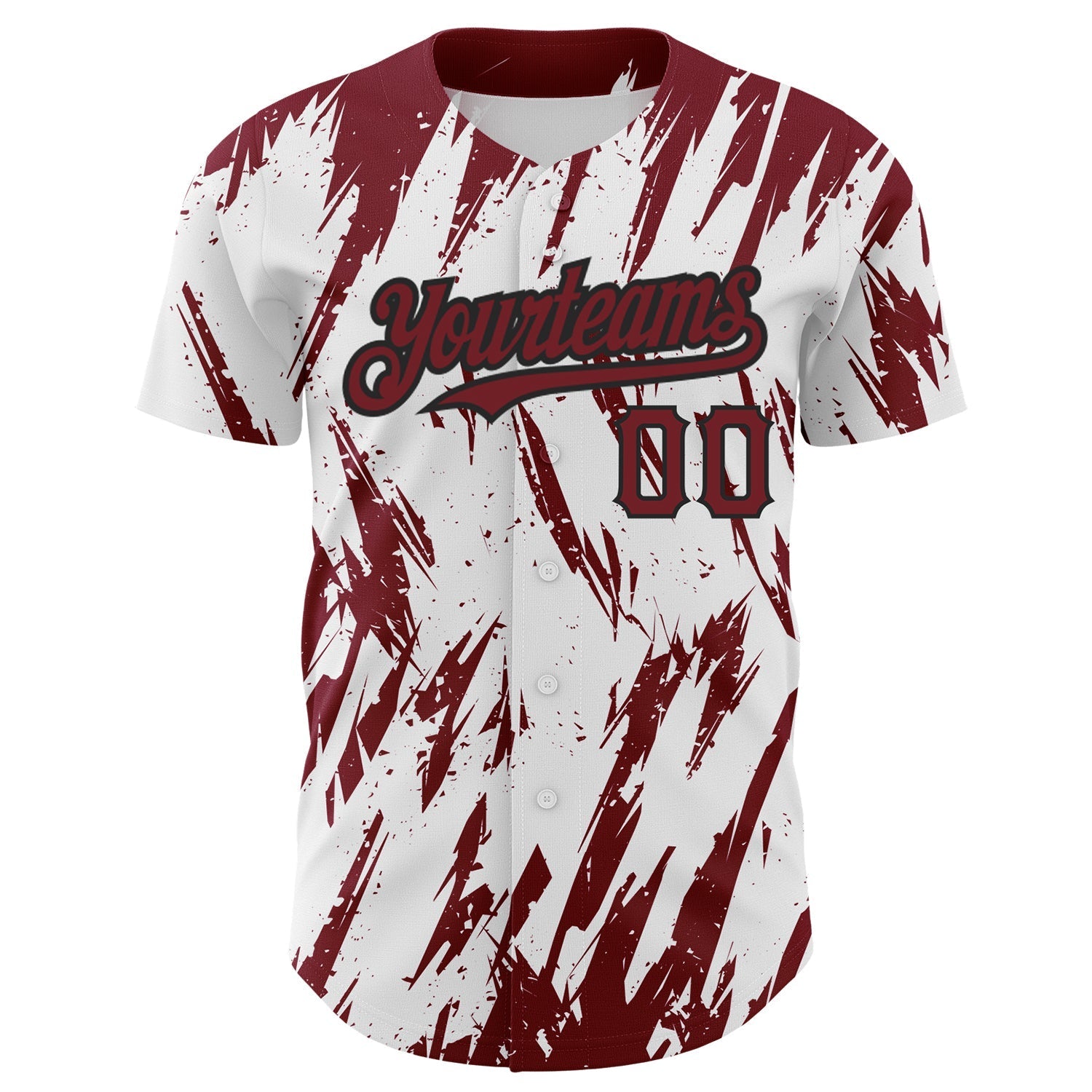 Custom White Crimson-Black 3D Pattern Design Abstract Sharp Shape Authentic Baseball Jersey baseball jersey product view 2