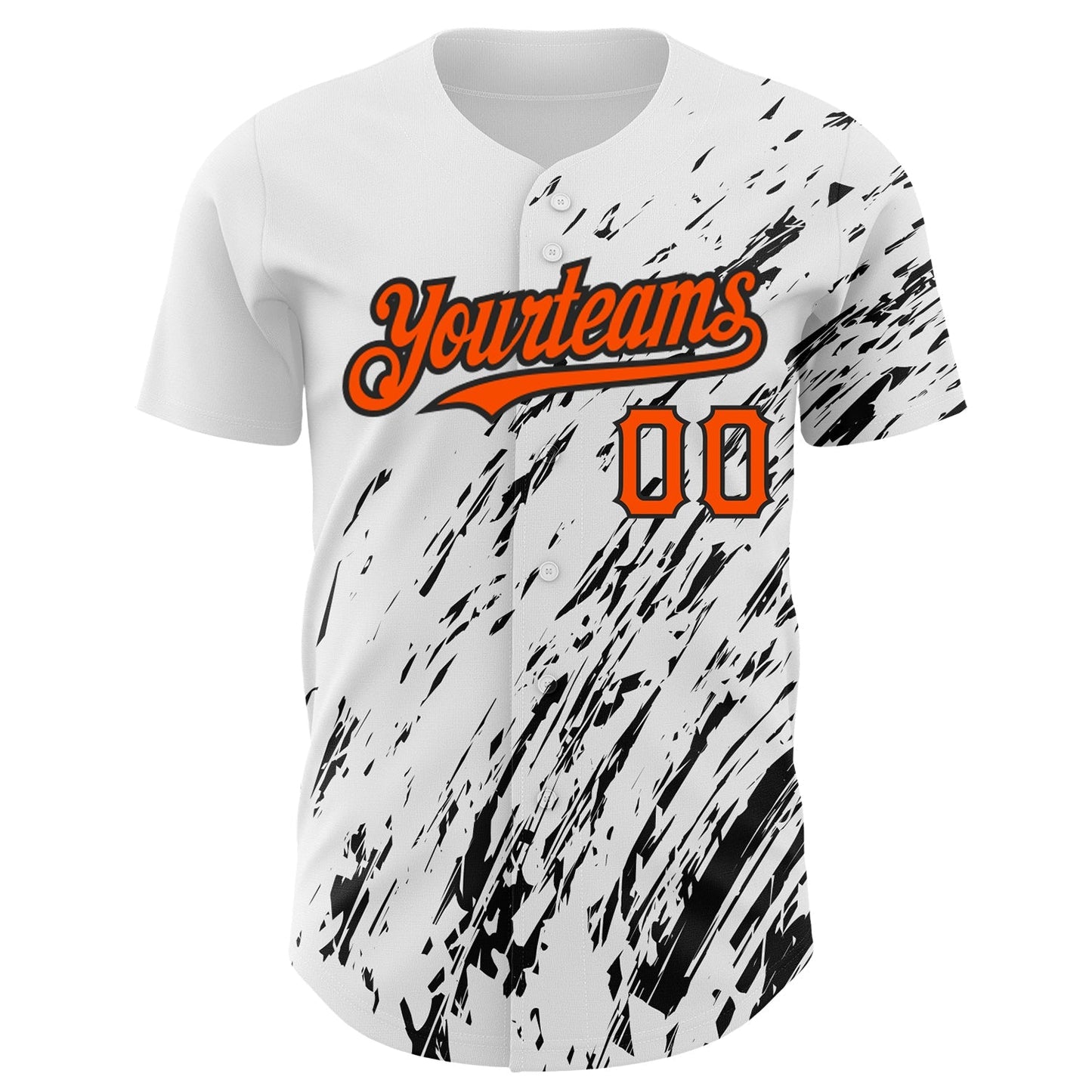 Custom White Orange-Black 3D Pattern Design Abstract Splash Authentic Baseball Jersey baseball jersey product view 2