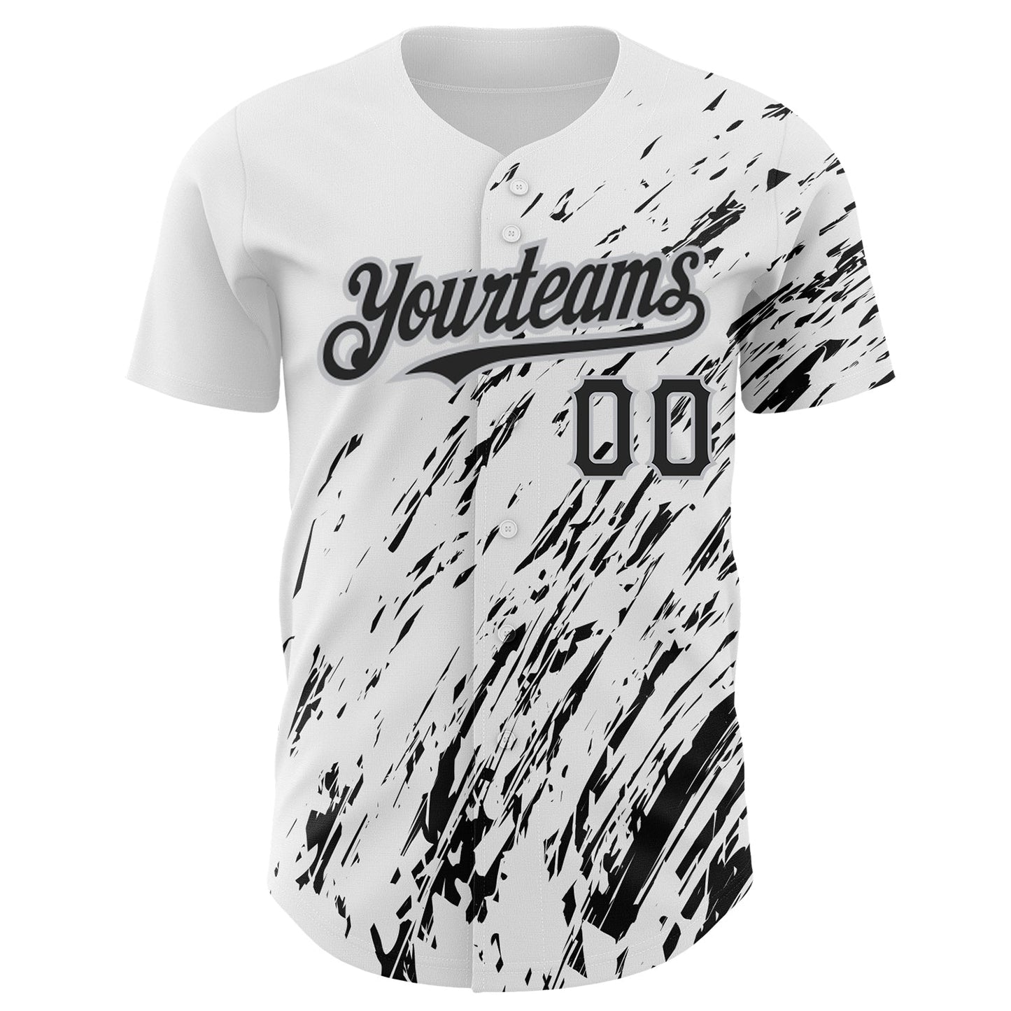 Custom White Black-Gray 3D Pattern Design Abstract Splash Authentic Baseball Jersey baseball jersey product view 2