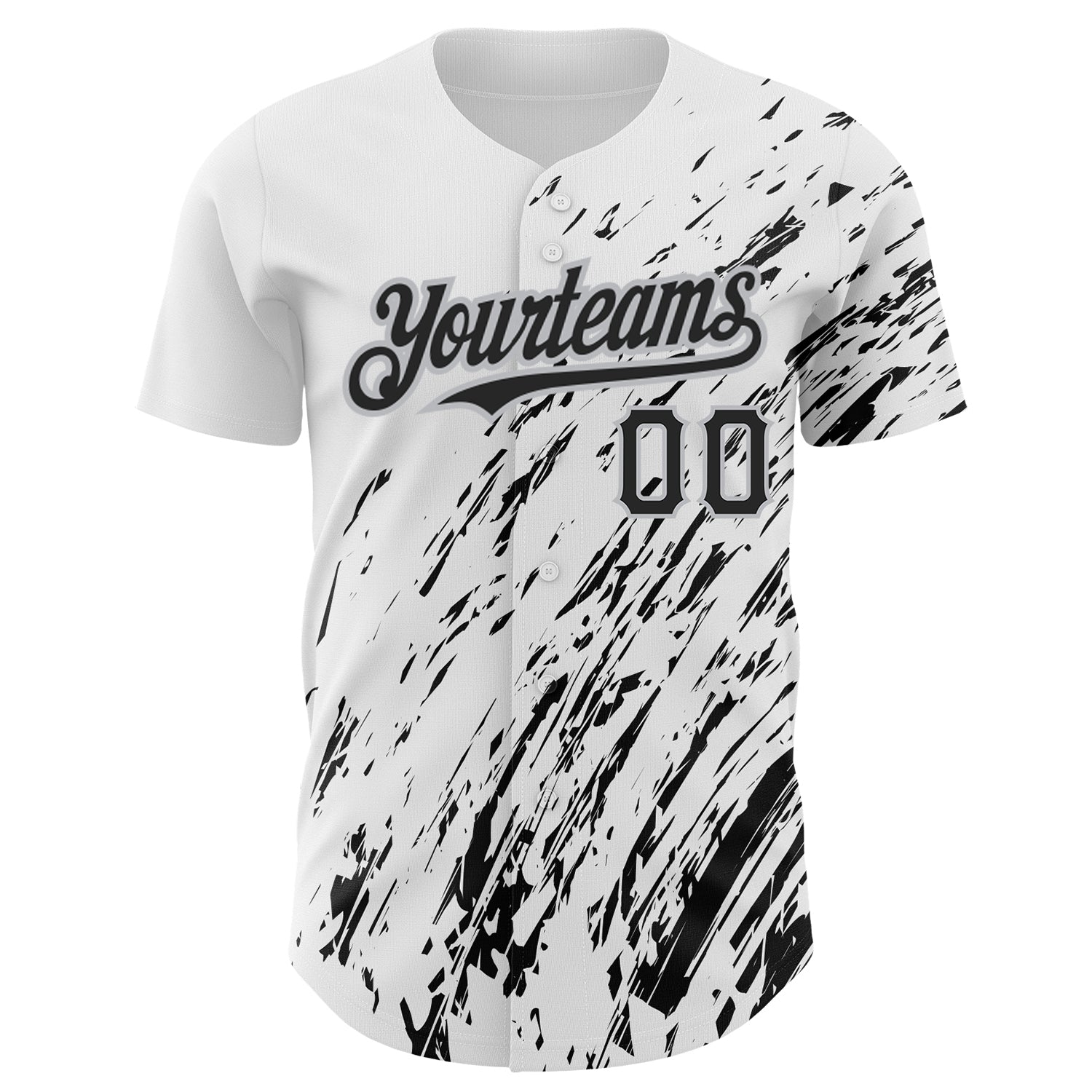 Custom White Black-Gray 3D Pattern Design Abstract Splash Authentic Baseball Jersey baseball jersey product view 2