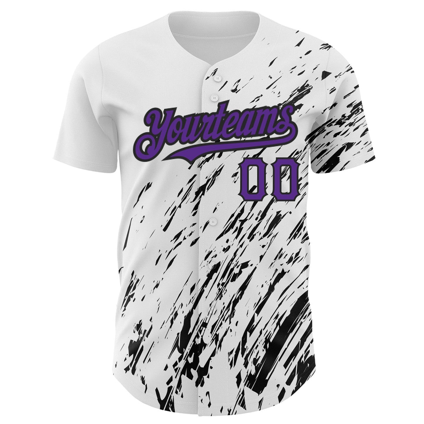 Custom White Purple-Black 3D Pattern Design Abstract Splash Authentic Baseball Jersey baseball jersey product view 2