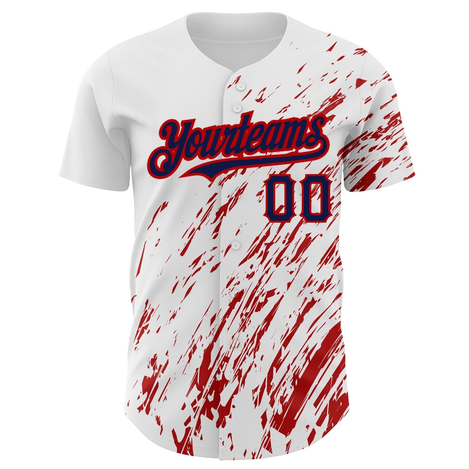 Custom White Navy-Red 3D Pattern Design Abstract Splash Authentic Baseball Jersey baseball jersey product view 2
