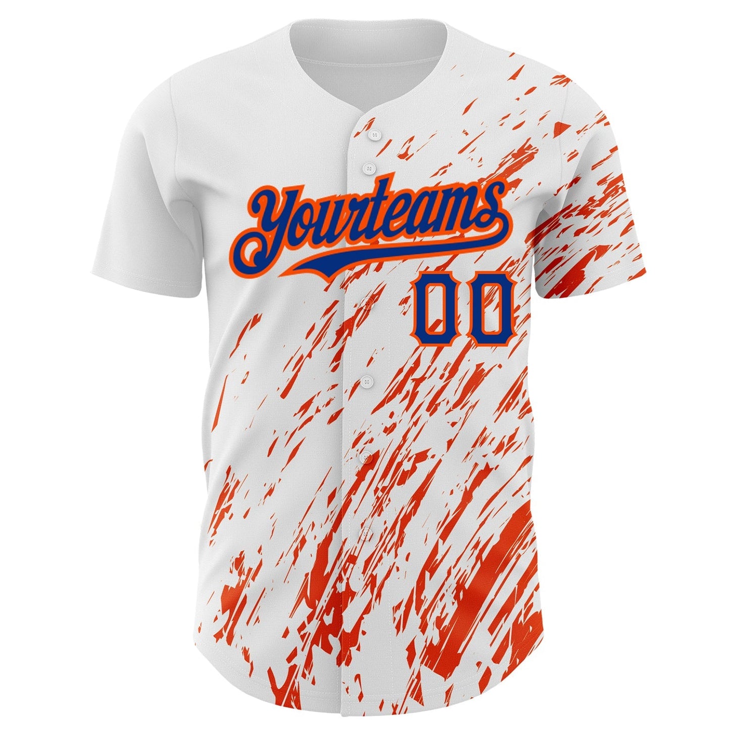 Custom White Royal-Orange 3D Pattern Design Abstract Splash Authentic Baseball Jersey baseball jersey product view 2
