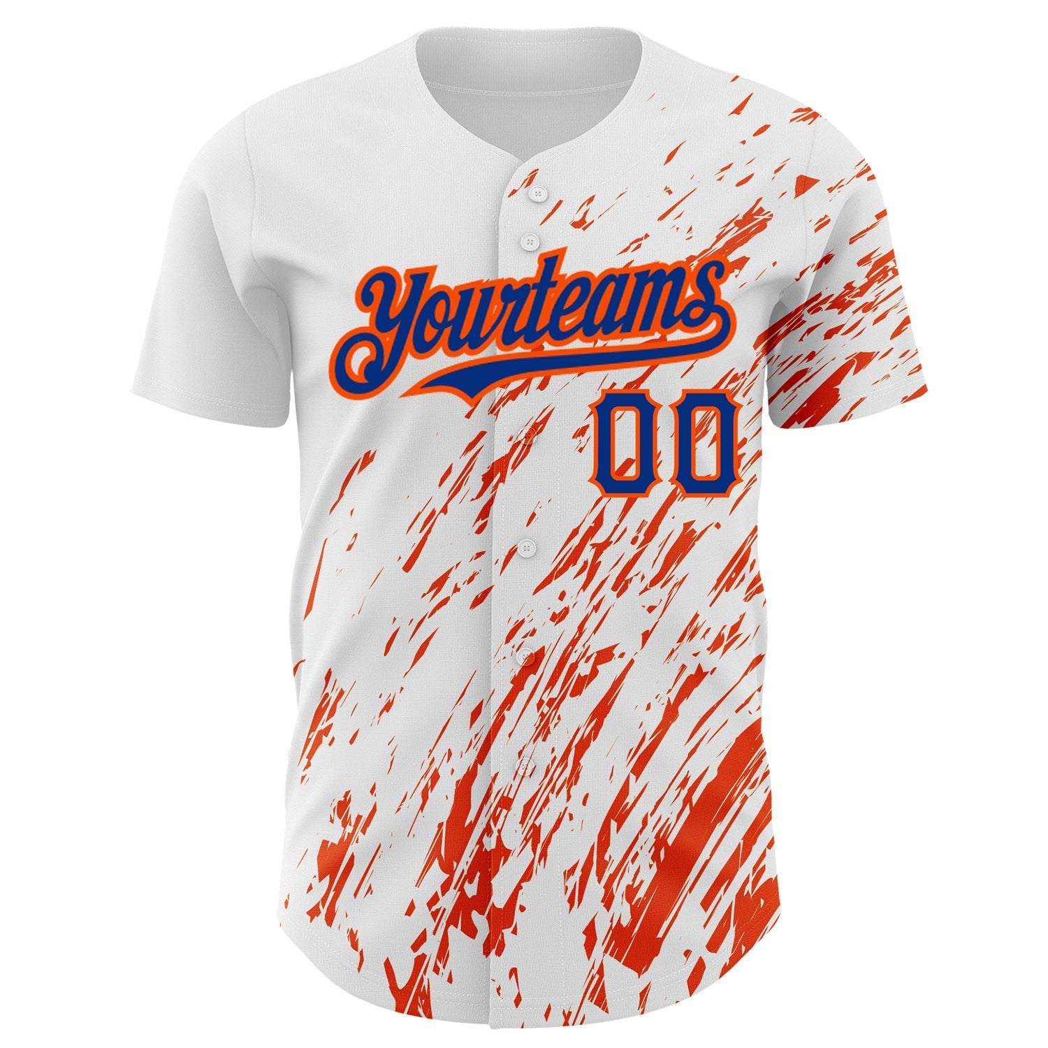 Custom White Royal-Orange 3D Pattern Design Abstract Splash Authentic Baseball Jersey baseball jersey product view 2