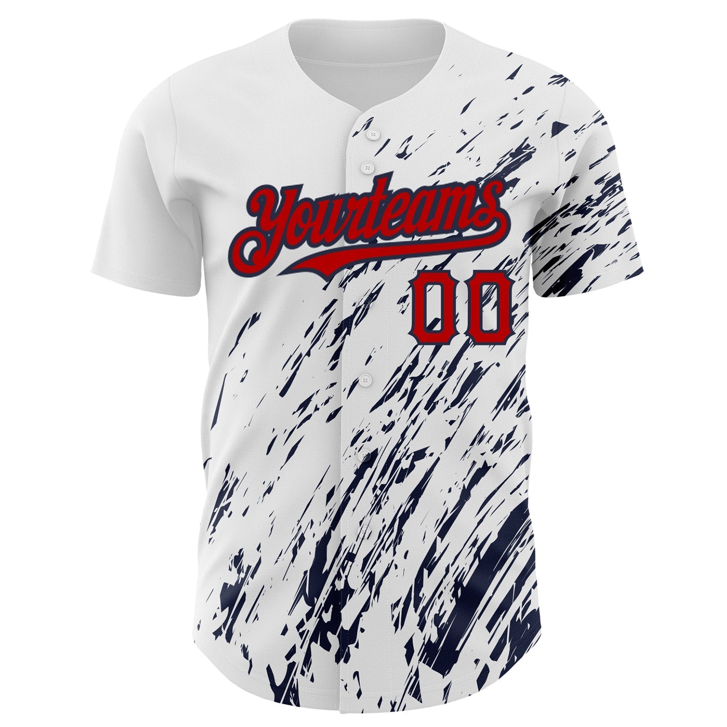 Custom White Red-Navy 3D Pattern Design Abstract Splash Authentic Baseball Jersey baseball jersey product view 2