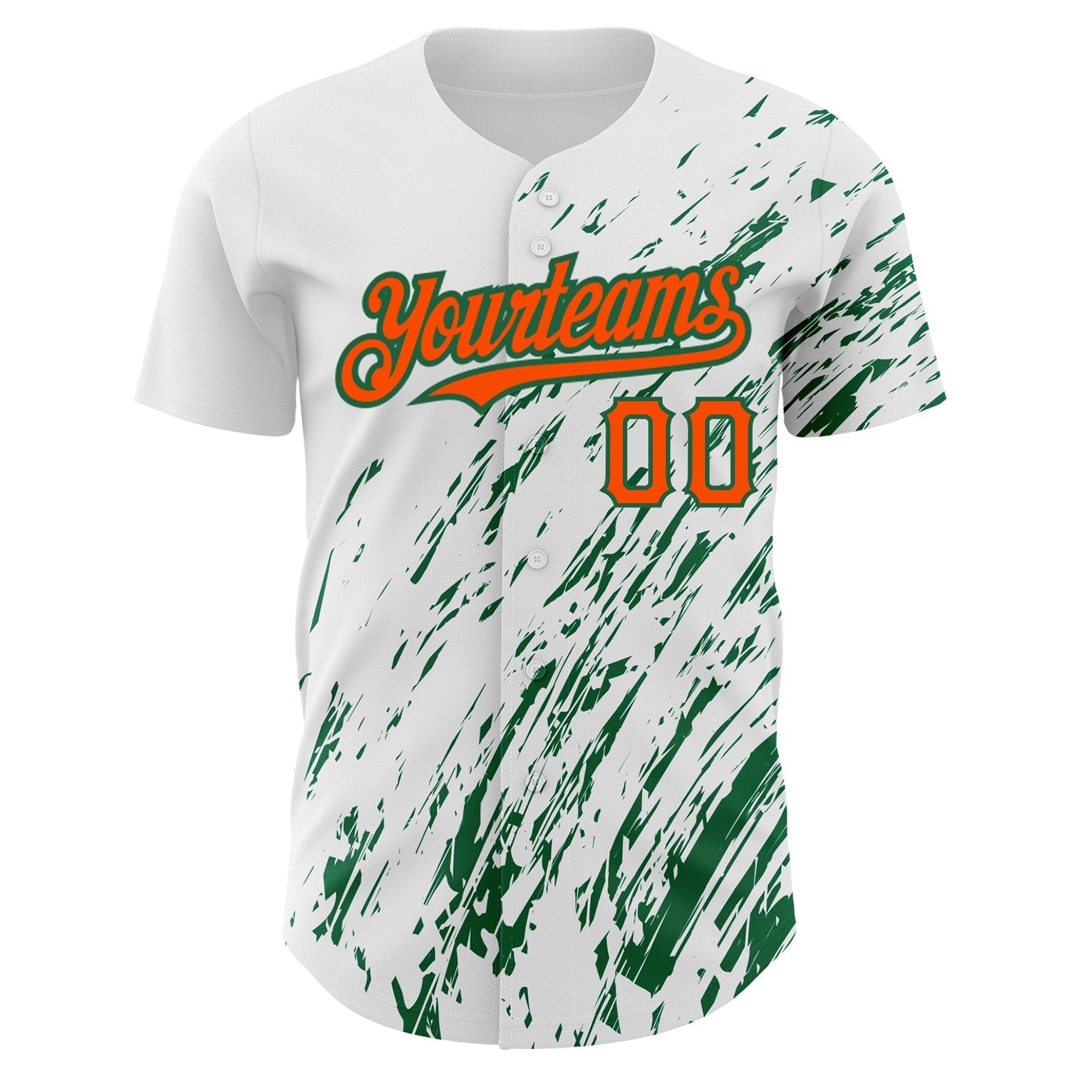 Custom White Orange-Kelly Green 3D Pattern Design Abstract Splash Authentic Baseball Jersey baseball jersey product view 2
