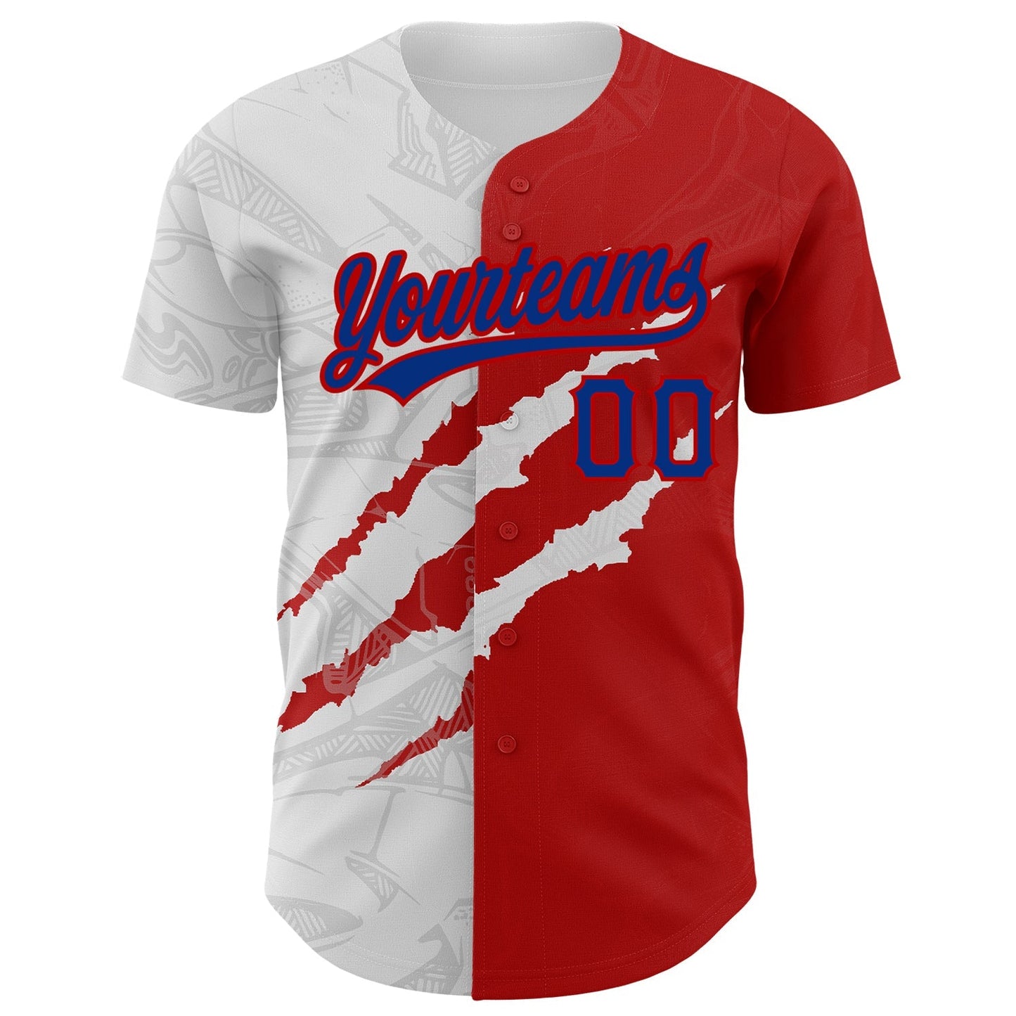 Custom Graffiti Pattern Royal-Red 3D Scratch Authentic Baseball Jersey baseball jersey product view 2