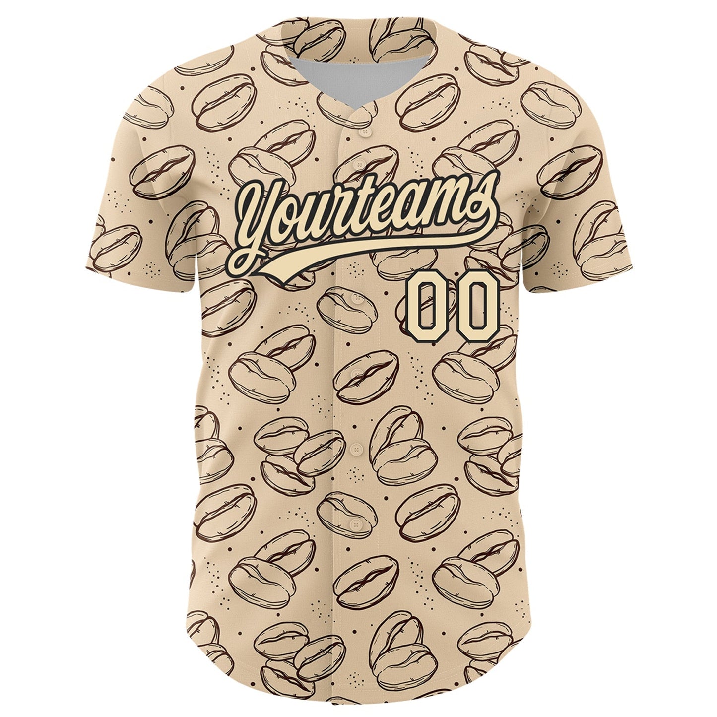Custom City Cream Black 3D Pattern Design International Coffee Day Authentic Baseball Jersey baseball jersey product view 2