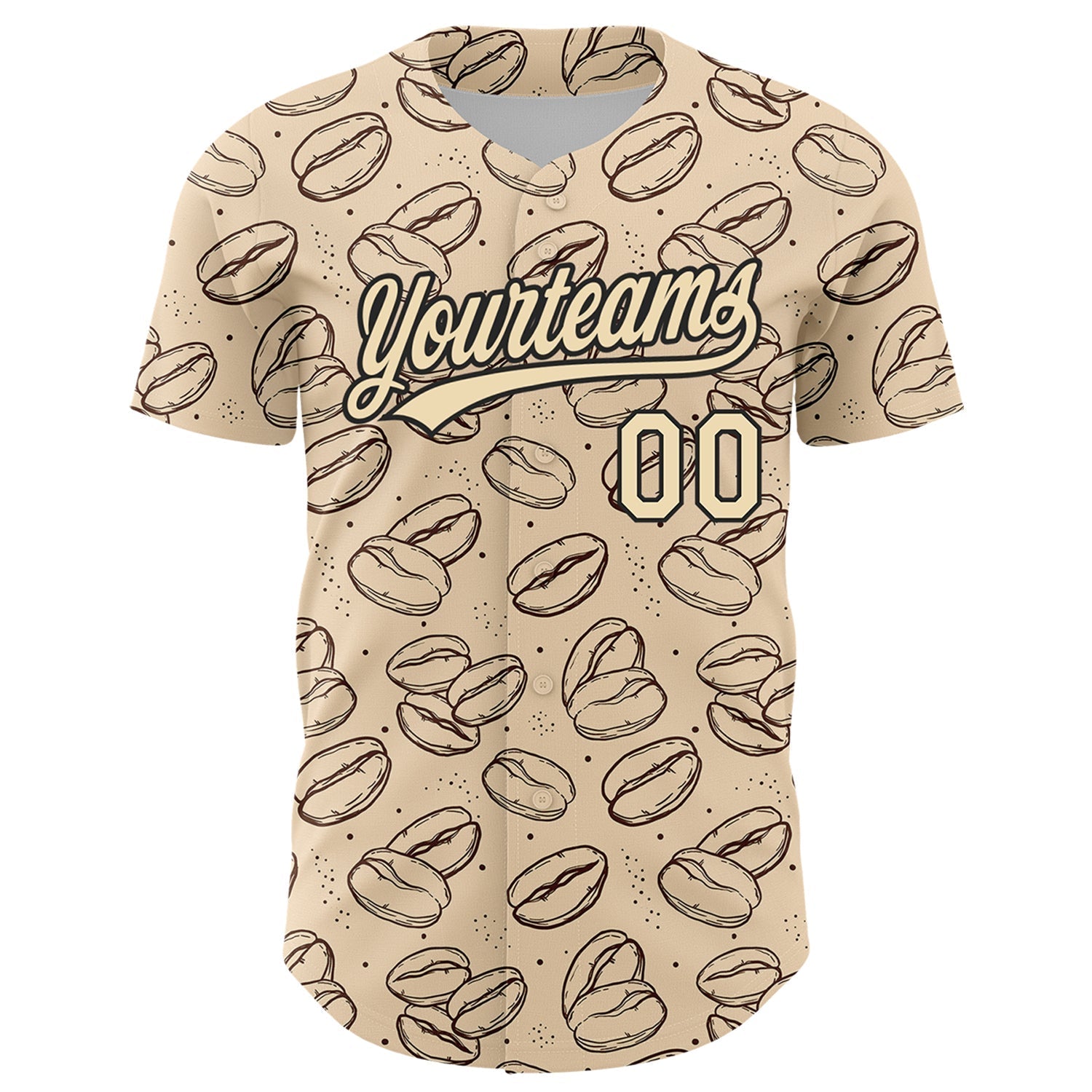 Custom City Cream Black 3D Pattern Design International Coffee Day Authentic Baseball Jersey baseball jersey product view 2
