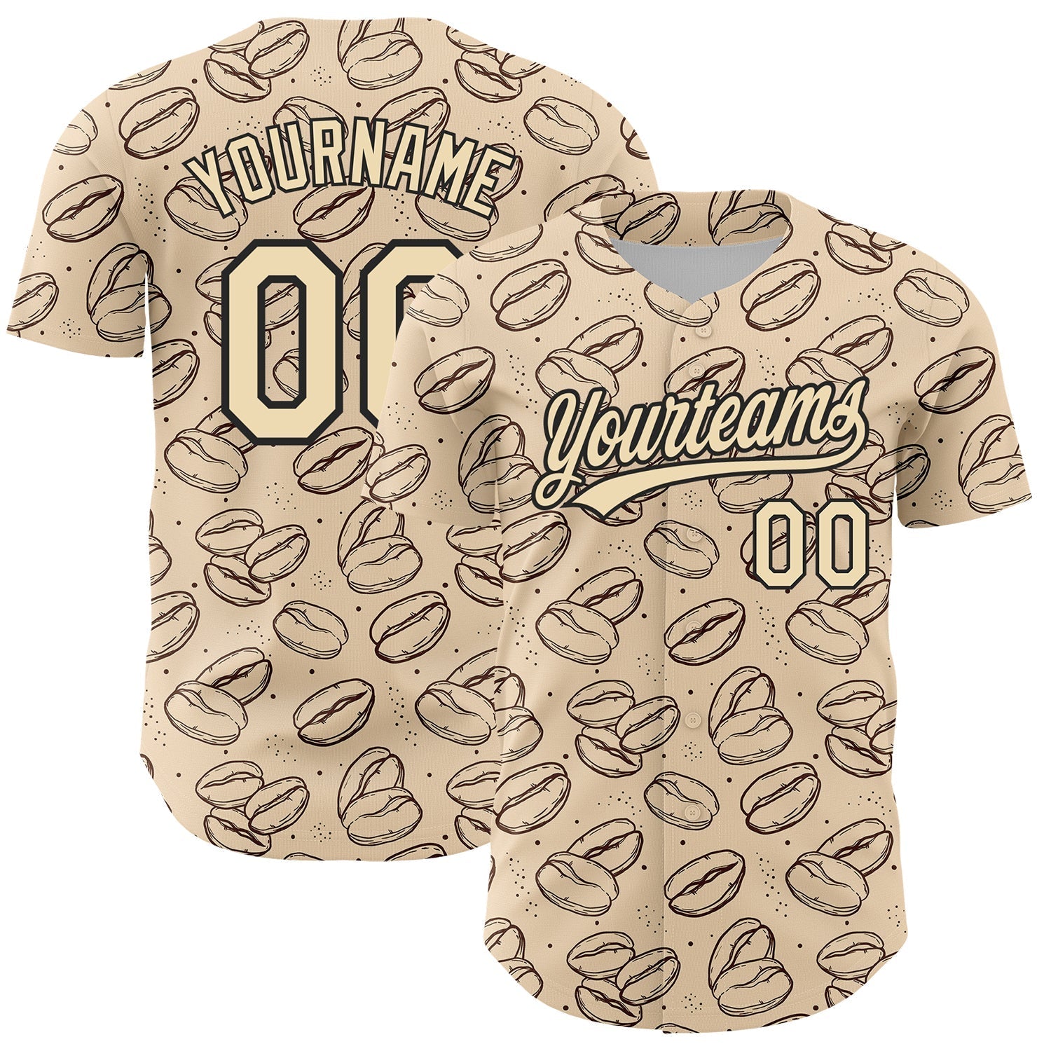 Custom City Cream Black 3D Pattern Design International Coffee Day Authentic Baseball Jersey baseball jersey product view 1
