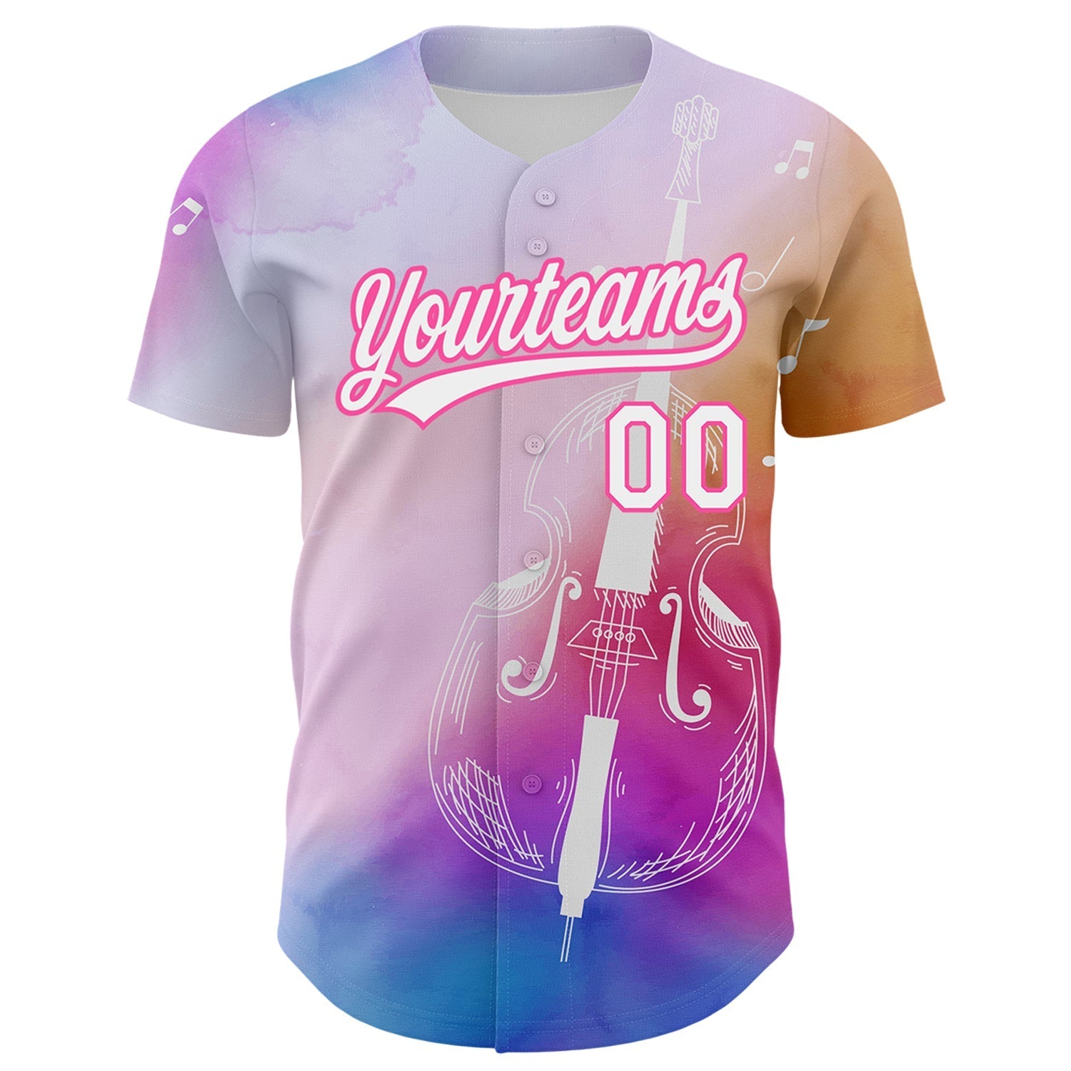 Custom Pink White-Purple 3D Pattern Design Music Festival Authentic Baseball Jersey baseball jersey product view 2