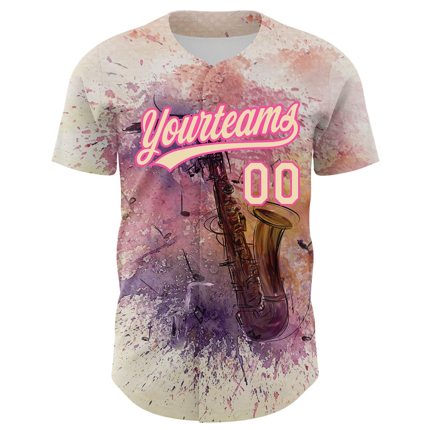 Custom City Cream Pink 3D Pattern Design International Jazz Day Authentic Baseball Jersey baseball jersey product view 2