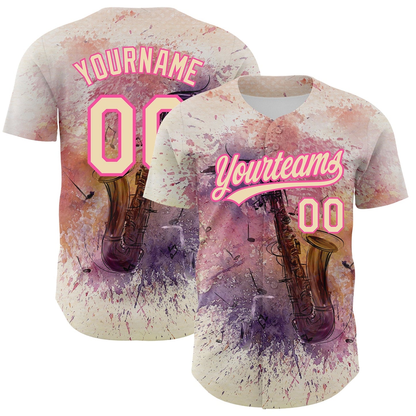 Custom City Cream Pink 3D Pattern Design International Jazz Day Authentic Baseball Jersey baseball jersey product view 1