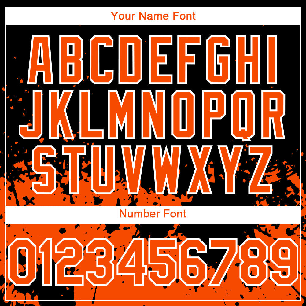 Custom Black Orange-White 3D Pattern Design Abstract Splash Grunge Art Authentic Baseball Jersey baseball jersey product view 5