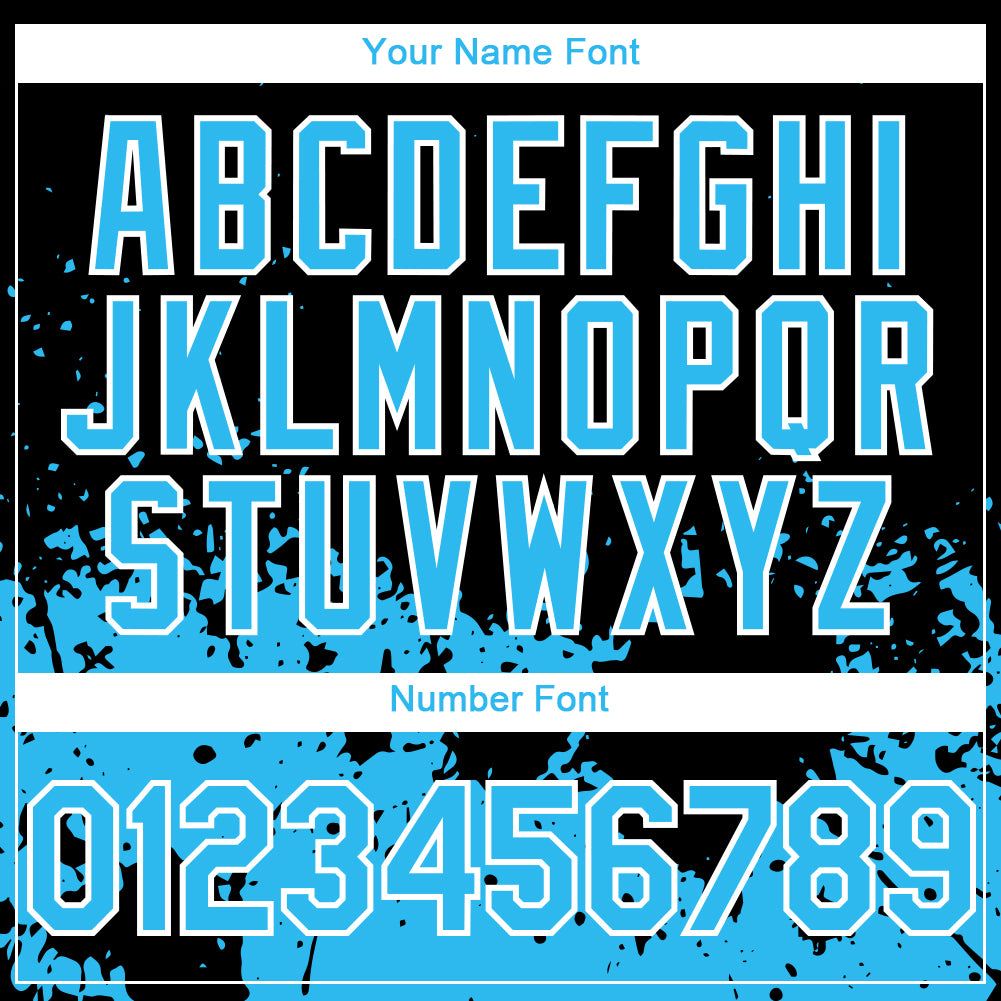 Custom Black Sky Blue-White 3D Pattern Design Abstract Splash Grunge Art Authentic Baseball Jersey baseball jersey product view 5