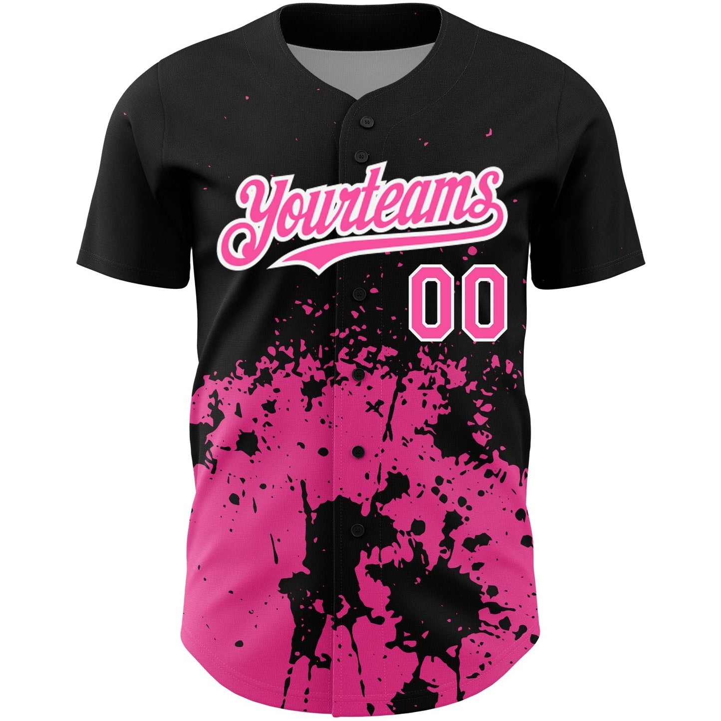 Custom Black Pink-White 3D Pattern Design Abstract Splash Grunge Art Authentic Baseball Jersey baseball jersey product view 2