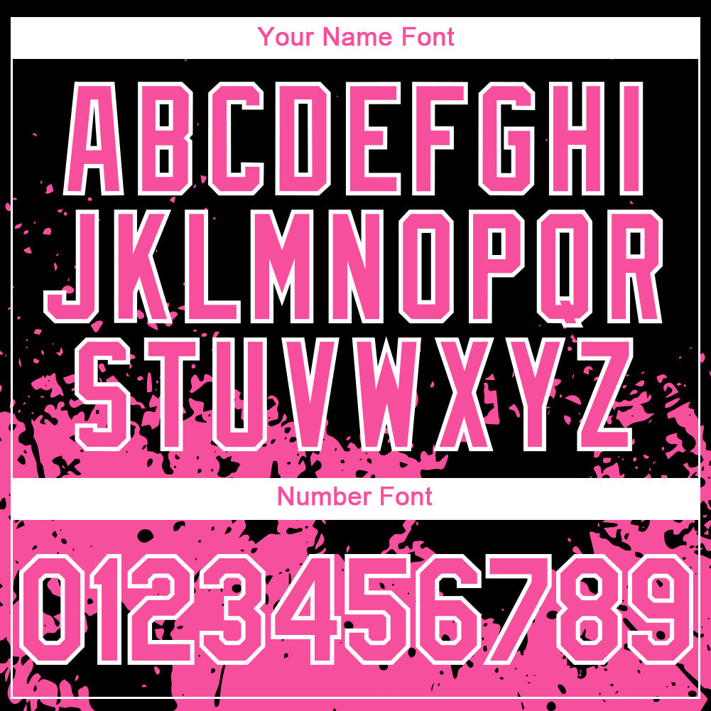 Custom Black Pink-White 3D Pattern Design Abstract Splash Grunge Art Authentic Baseball Jersey baseball jersey product view 5