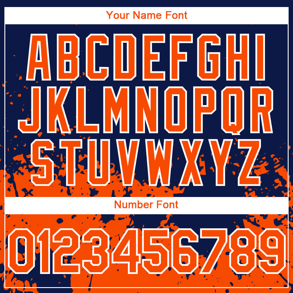 Custom Navy Orange-White 3D Pattern Design Abstract Splash Grunge Art Authentic Baseball Jersey baseball jersey product view 5