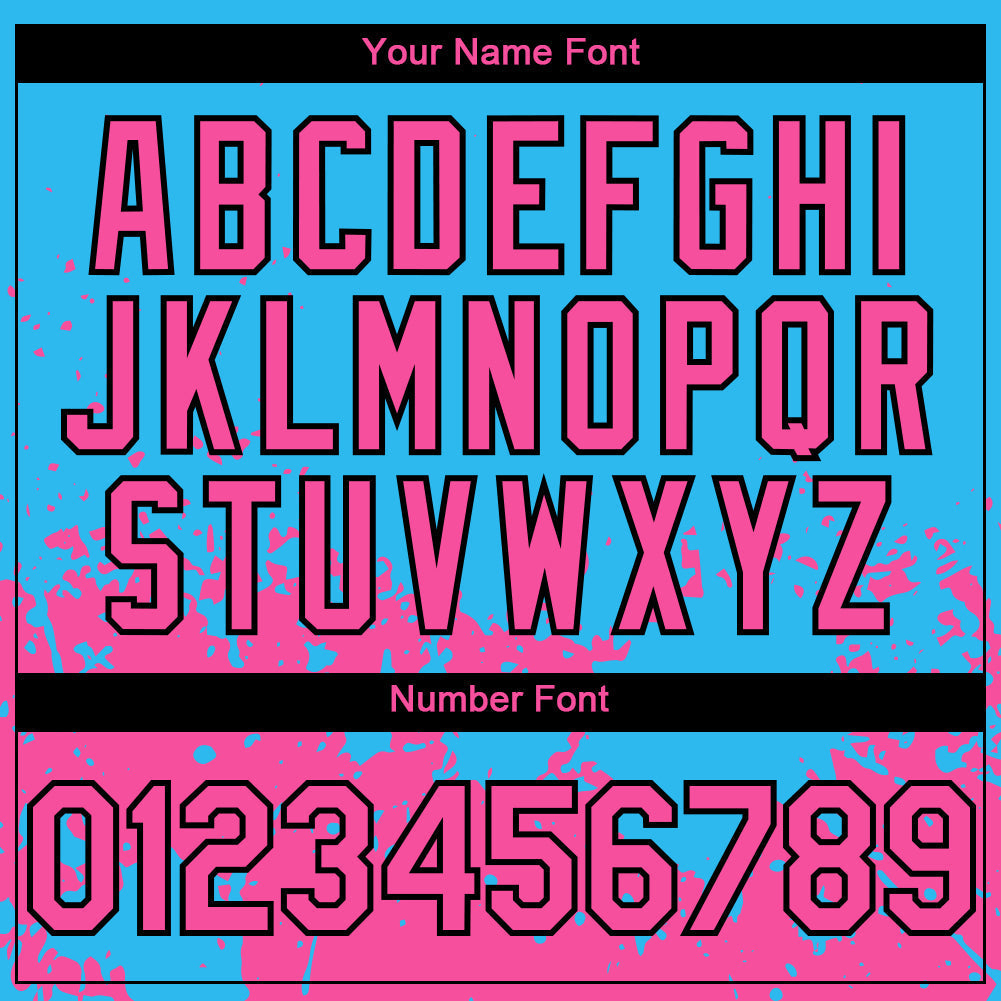 Custom Sky Blue Pink-Black 3D Pattern Design Abstract Splash Grunge Art Authentic Baseball Jersey baseball jersey product view 5