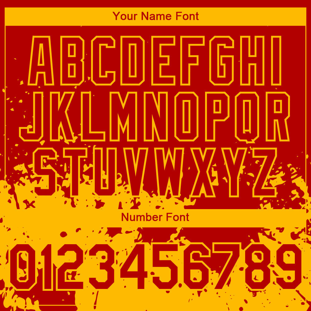 Custom Red Gold 3D Pattern Design Abstract Splash Grunge Art Authentic Baseball Jersey baseball jersey product view 5