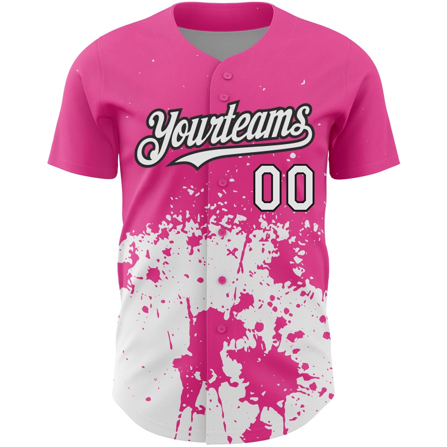 Custom Pink White-Black 3D Pattern Design Abstract Splash Grunge Art Authentic Baseball Jersey baseball jersey product view 2