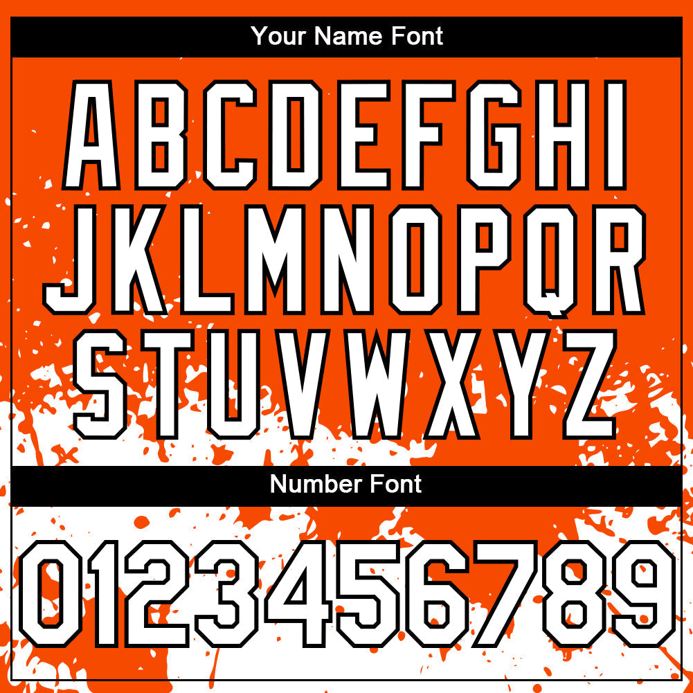 Custom Orange White-Black 3D Pattern Design Abstract Splash Grunge Art Authentic Baseball Jersey baseball jersey product view 5