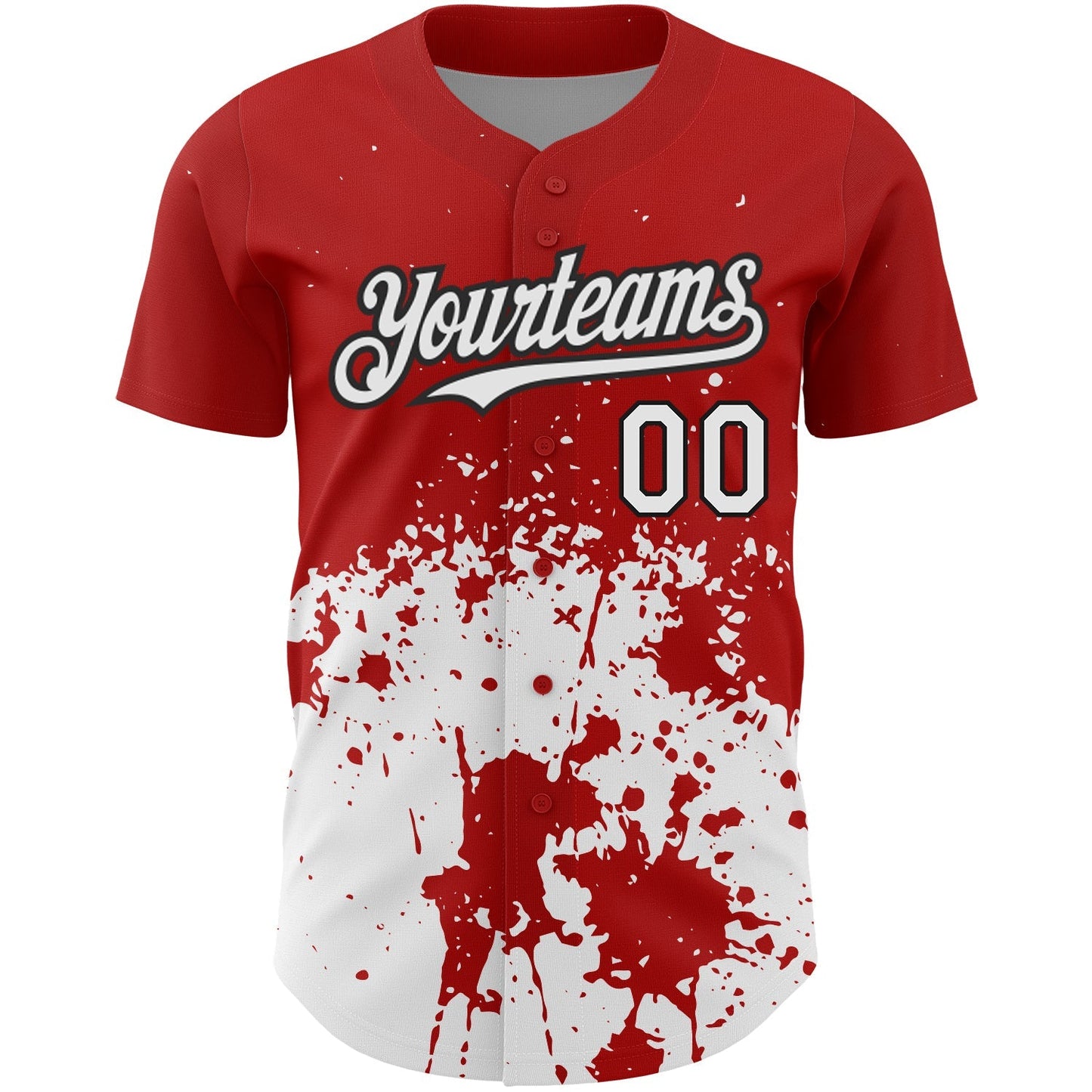 Custom Red White-Black 3D Pattern Design Abstract Splash Grunge Art Authentic Baseball Jersey baseball jersey product view 2