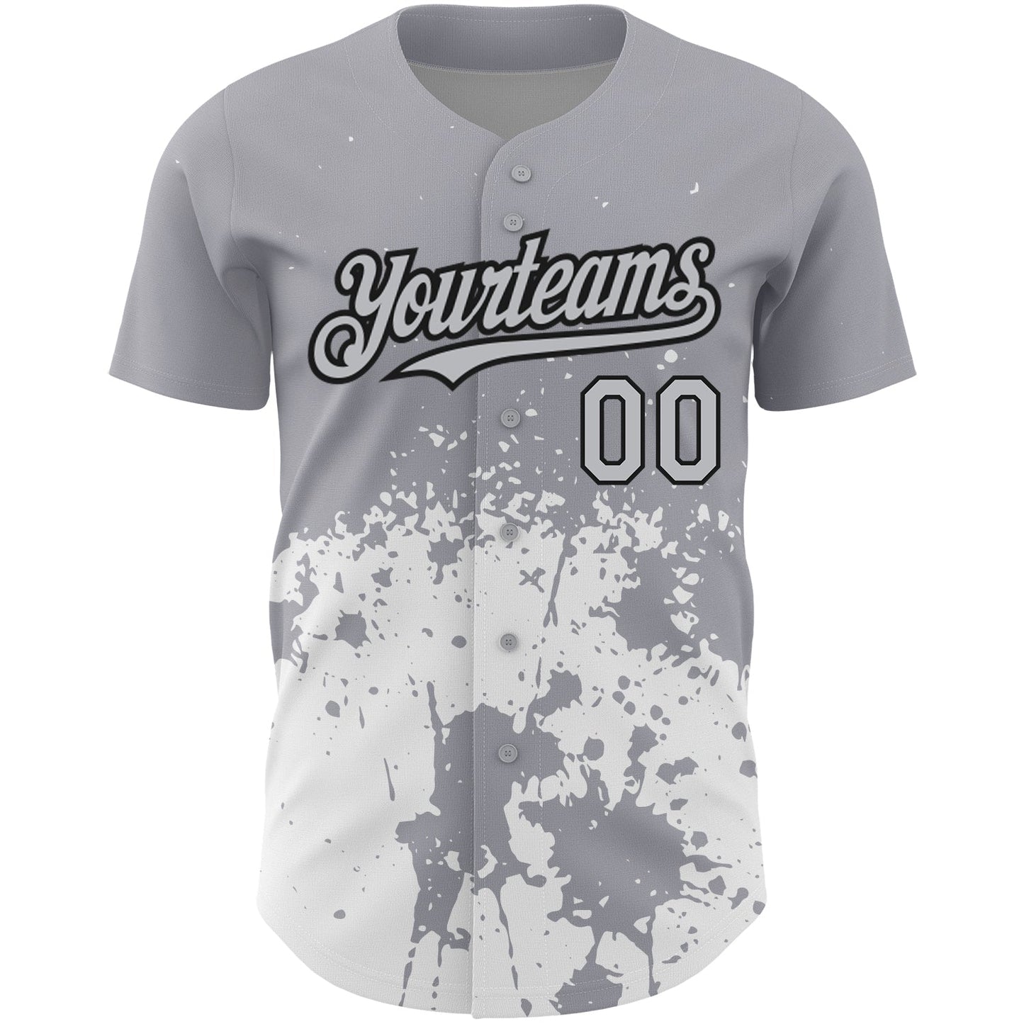 Custom Gray Black-White 3D Pattern Design Abstract Splash Grunge Art Authentic Baseball Jersey baseball jersey product view 2