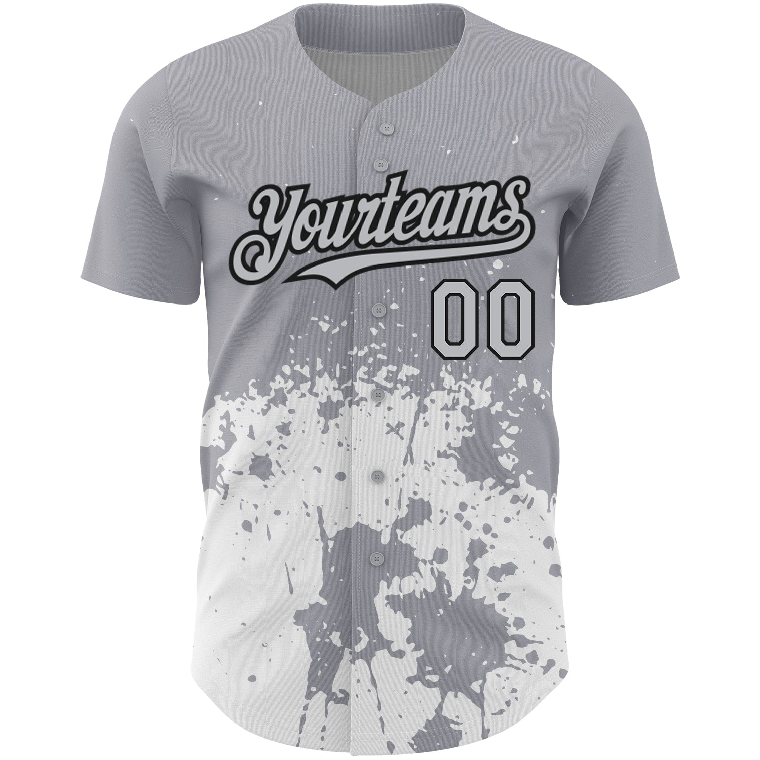Custom Gray Black-White 3D Pattern Design Abstract Splash Grunge Art Authentic Baseball Jersey baseball jersey product view 2