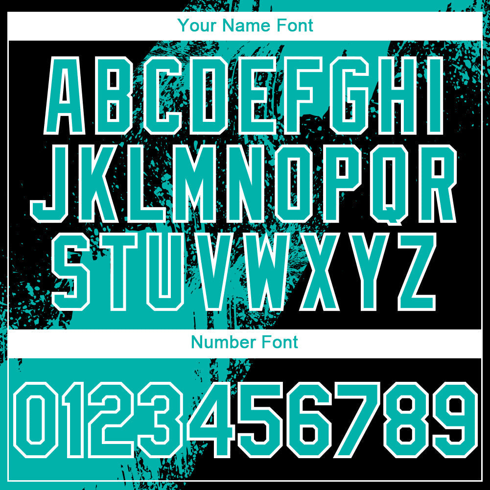 Custom Black Aqua-White 3D Pattern Design Abstract Brush Stroke Authentic Baseball Jersey baseball jersey product view 5