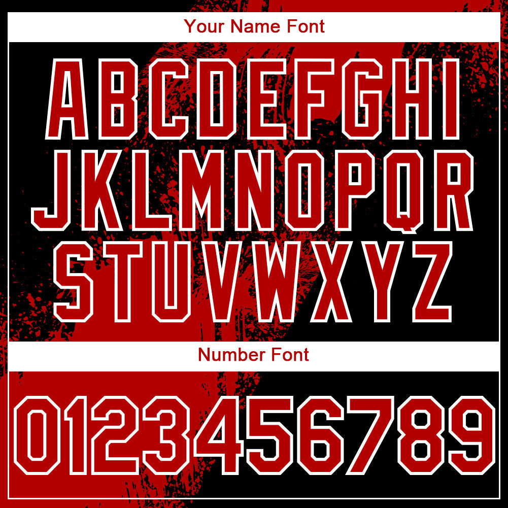 Custom Black Red-White 3D Pattern Design Abstract Brush Stroke Authentic Baseball Jersey baseball jersey product view 5