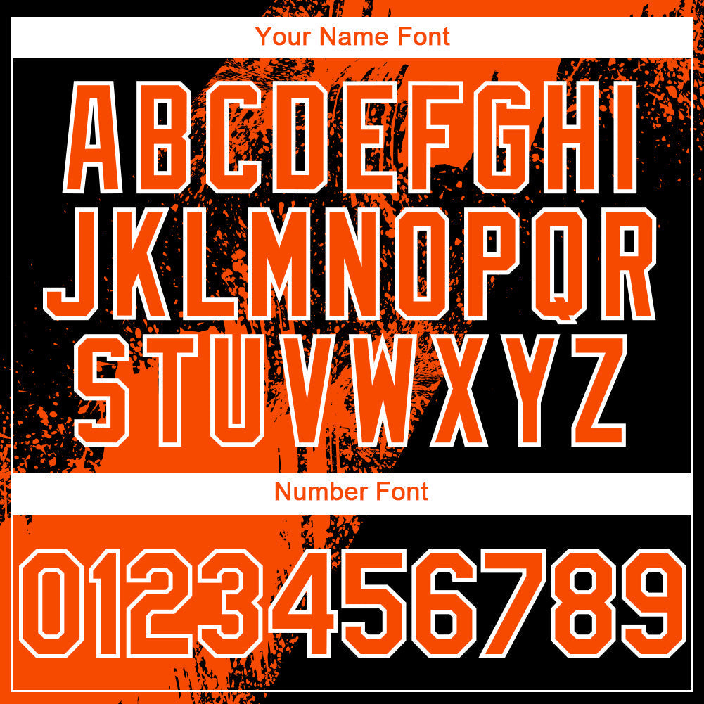 Custom Black Orange-White 3D Pattern Design Abstract Brush Stroke Authentic Baseball Jersey baseball jersey product view 5