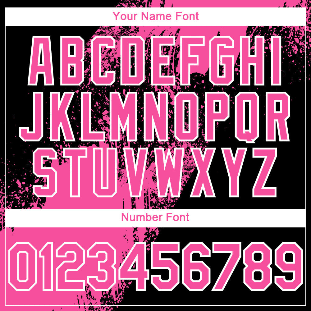 Custom Black Pink-White 3D Pattern Design Abstract Brush Stroke Authentic Baseball Jersey baseball jersey product view 5