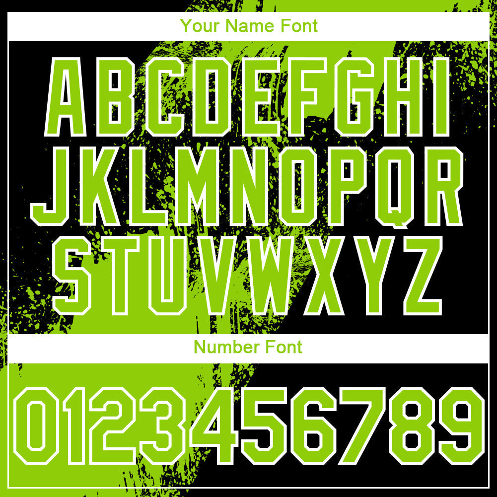 Custom Black Neon Green-White 3D Pattern Design Abstract Brush Stroke Authentic Baseball Jersey baseball jersey product view 5
