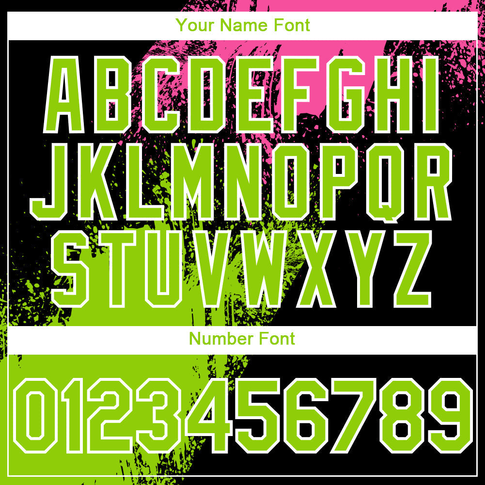 Custom Black Neon Green-Pink 3D Pattern Design Abstract Brush Stroke Authentic Baseball Jersey baseball jersey product view 5
