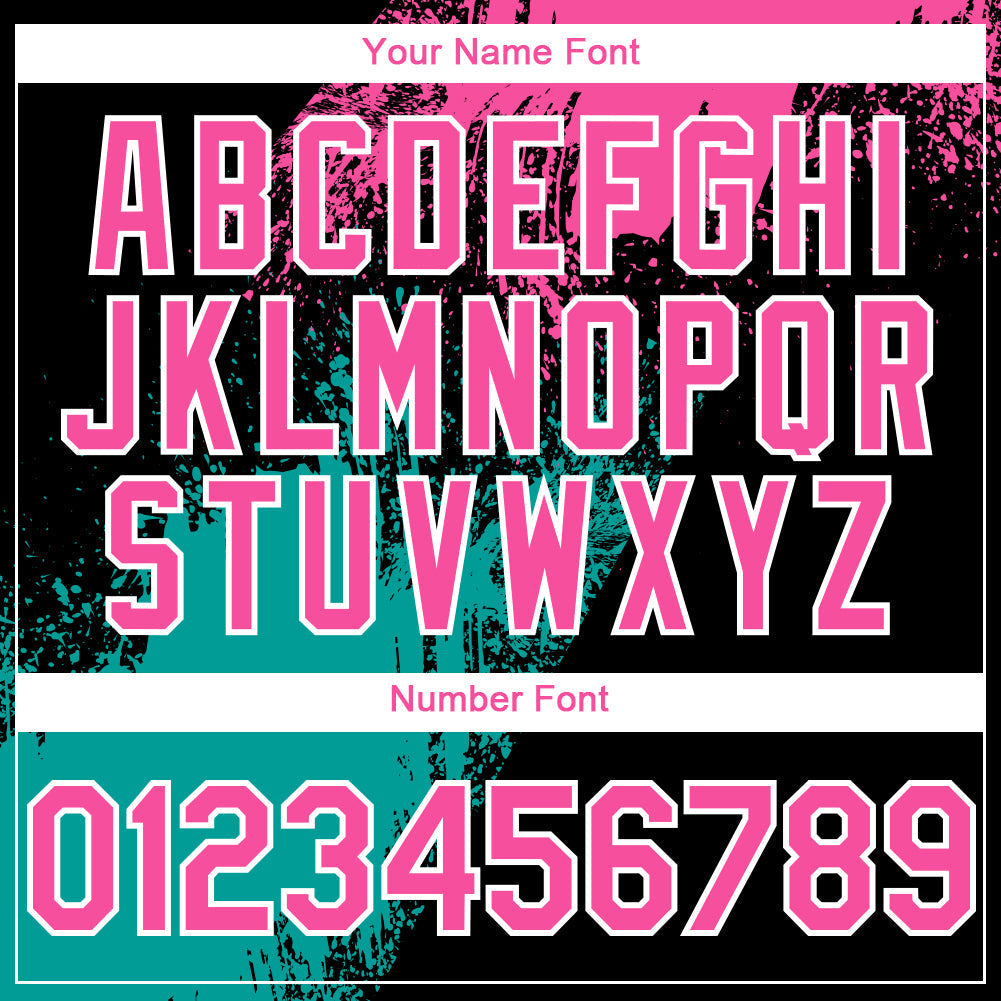Custom Black Pink-Teal 3D Pattern Design Abstract Brush Stroke Authentic Baseball Jersey baseball jersey product view 5
