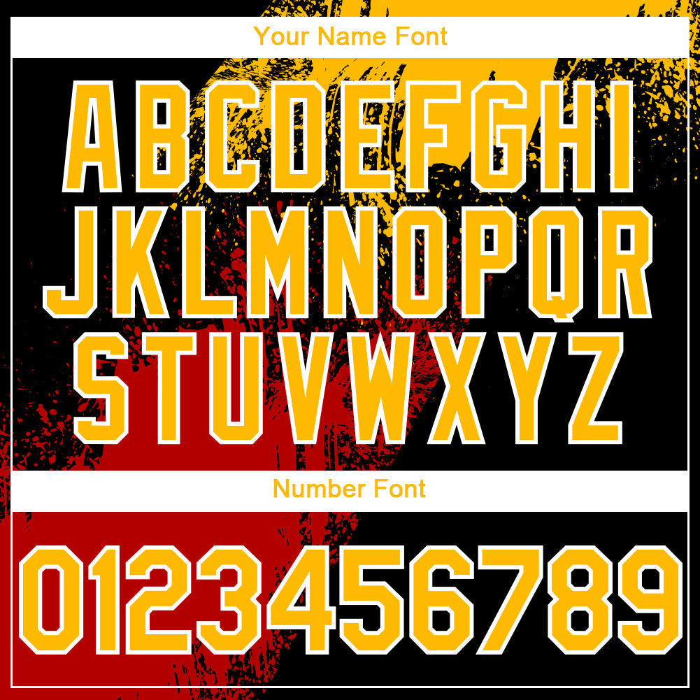 Custom Black Gold-Red 3D Pattern Design Abstract Brush Stroke Authentic Baseball Jersey baseball jersey product view 5