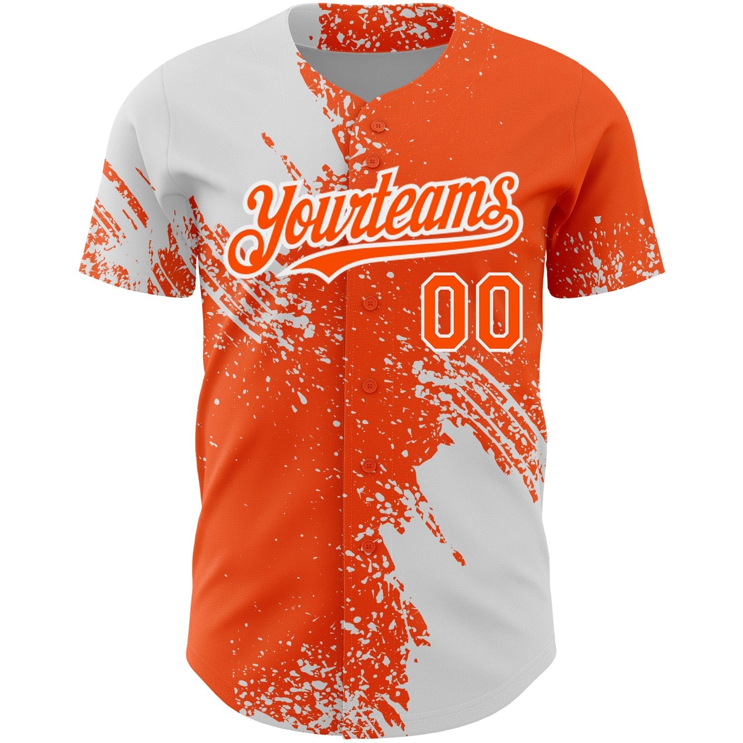 Custom Orange White 3D Pattern Design Abstract Brush Stroke Authentic Baseball Jersey baseball jersey product view 2