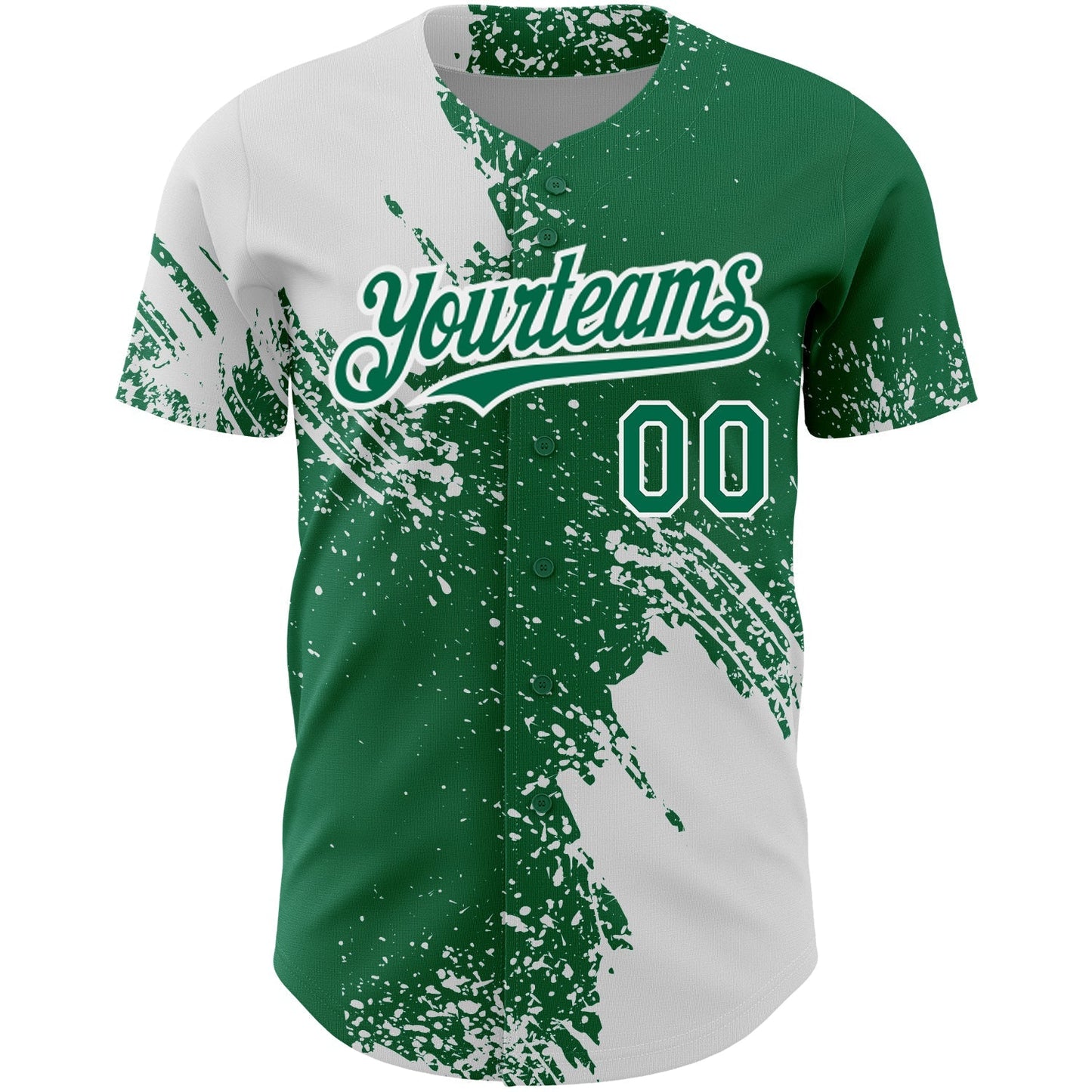 Custom Kelly Green White 3D Pattern Design Abstract Brush Stroke Authentic Baseball Jersey baseball jersey product view 2