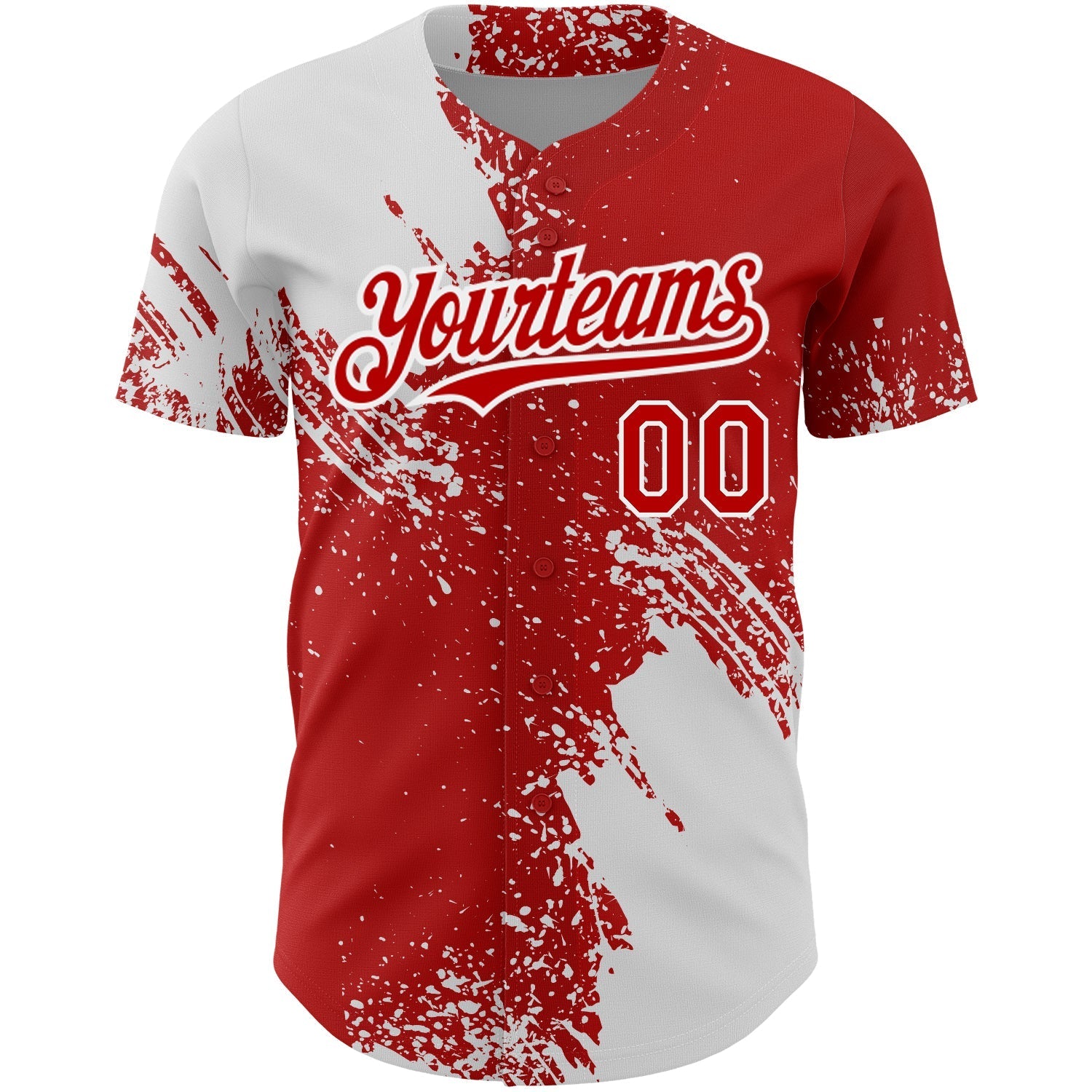 Custom Red White 3D Pattern Design Abstract Brush Stroke Authentic Baseball Jersey baseball jersey product view 2