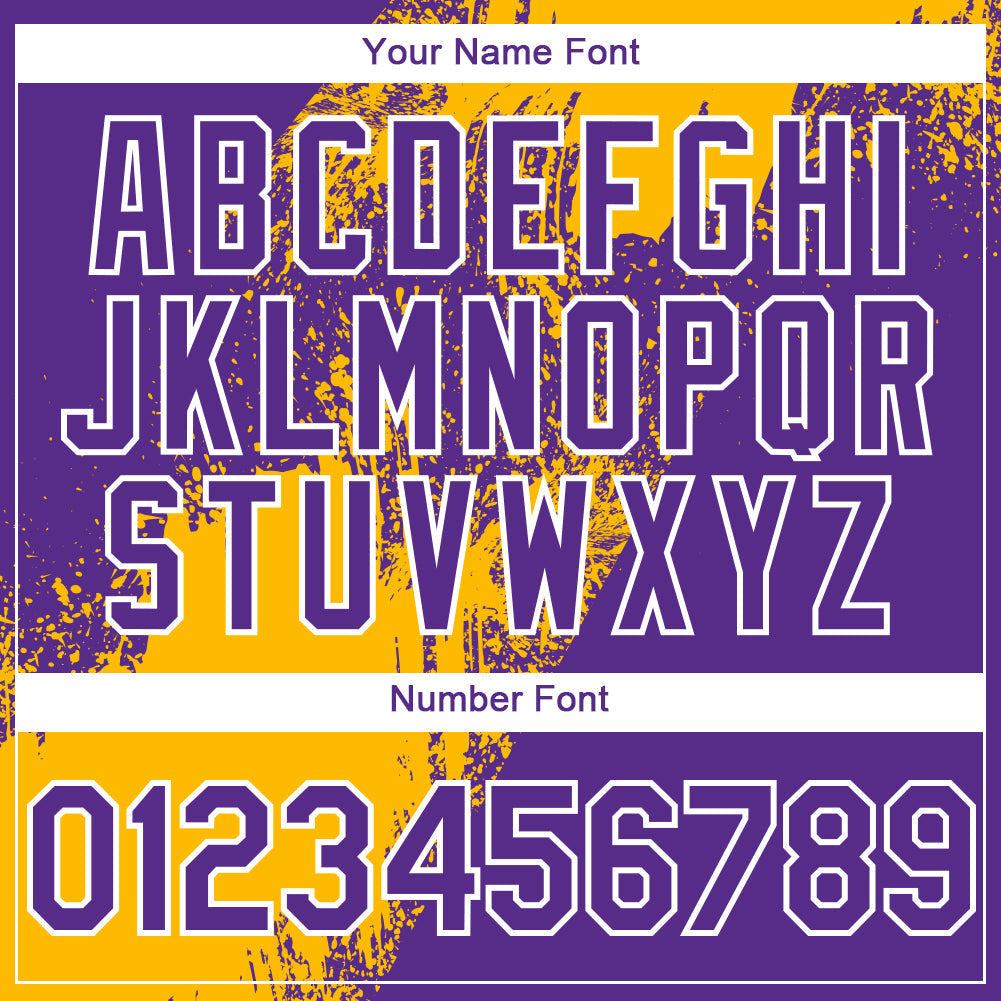 Custom Purple Gold-White 3D Pattern Design Abstract Brush Stroke Authentic Baseball Jersey baseball jersey product view 5