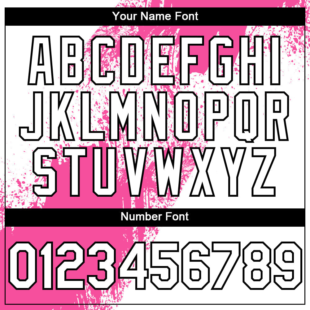 Custom White Pink-Black 3D Pattern Design Abstract Brush Stroke Authentic Baseball Jersey baseball jersey product view 5